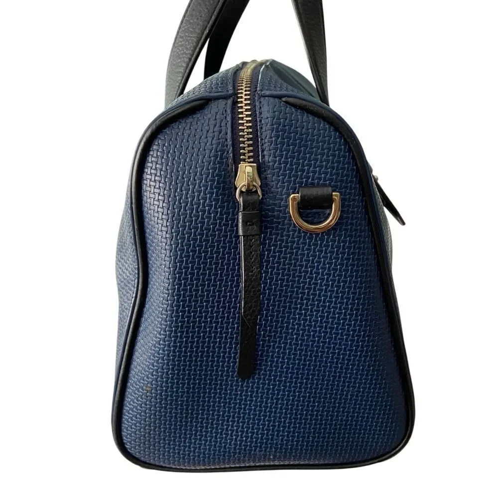 Vintage Cole Haan Blue Satchel/Crossbody with Black Trim & Gold Hardware in OS